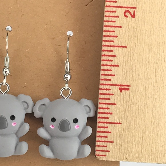 Cute Gray Koala Earrings Fashion Jewelry - Picture 2 of 2